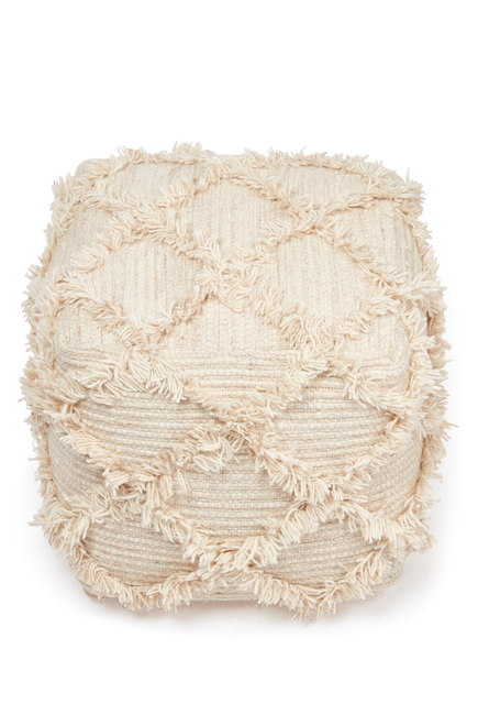 Embroidered Square Pouf